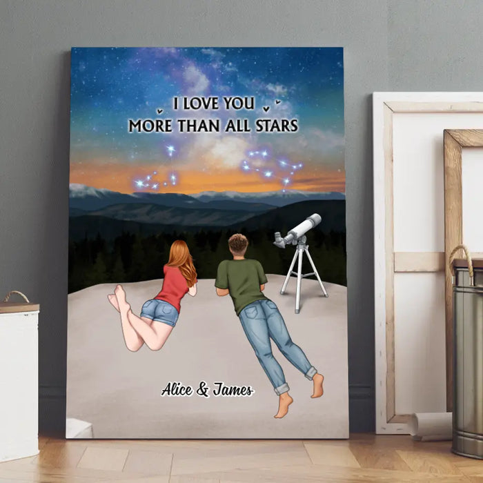 I Love You More Than All Stars - Personalized Gifts Custom Astronomy Canvas for Family, Couples, and Astronomy Lovers