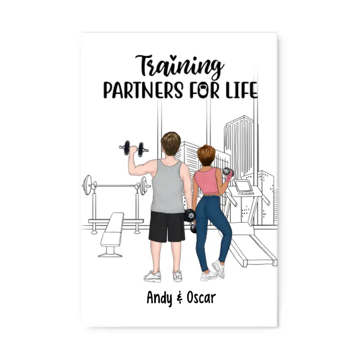 Training Partners for Life - Personalized Gifts for Custom Fitness Canvas for Couples, Fitness Lovers, Gym Lovers