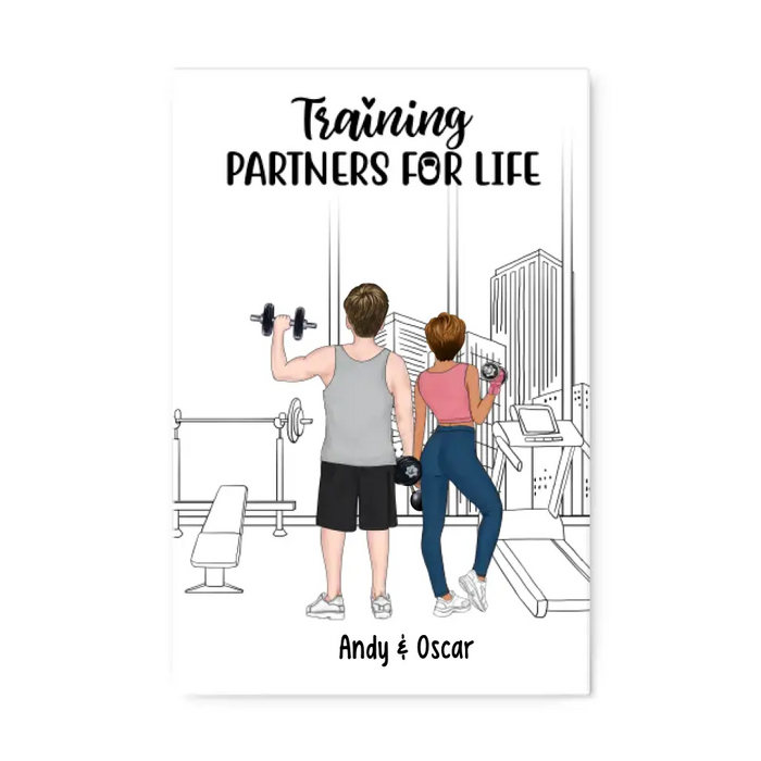 Training Partners for Life - Personalized Gifts for Custom Fitness Canvas for Couples, Fitness Lovers, Gym Lovers