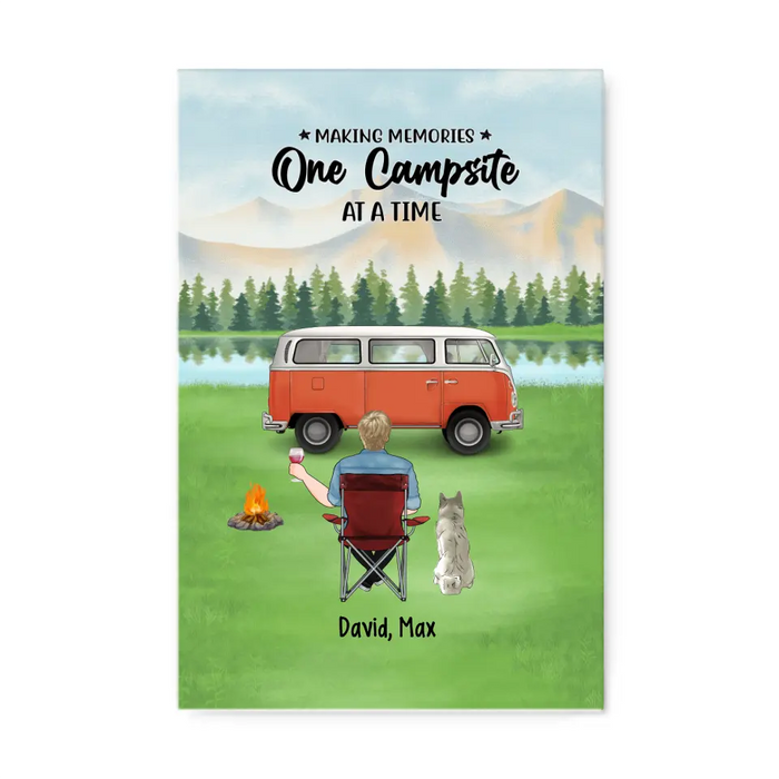 Making Memories One Campsite At A Time - Personalized Gifts Custom Camping Canvas For Dog Dad, Camping Lovers