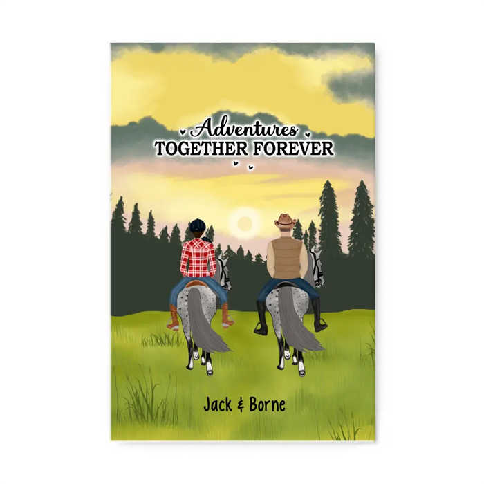 Adventures Together Forever - Personalized Gifts Custom Horse Canvas for Families and Couples, Horse Riding Lovers