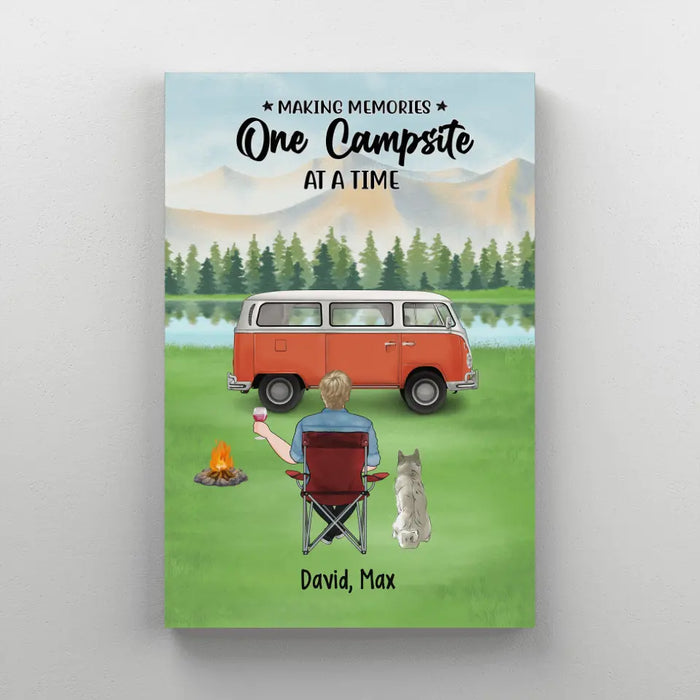 Making Memories One Campsite At A Time - Personalized Gifts Custom Camping Canvas For Dog Dad, Camping Lovers