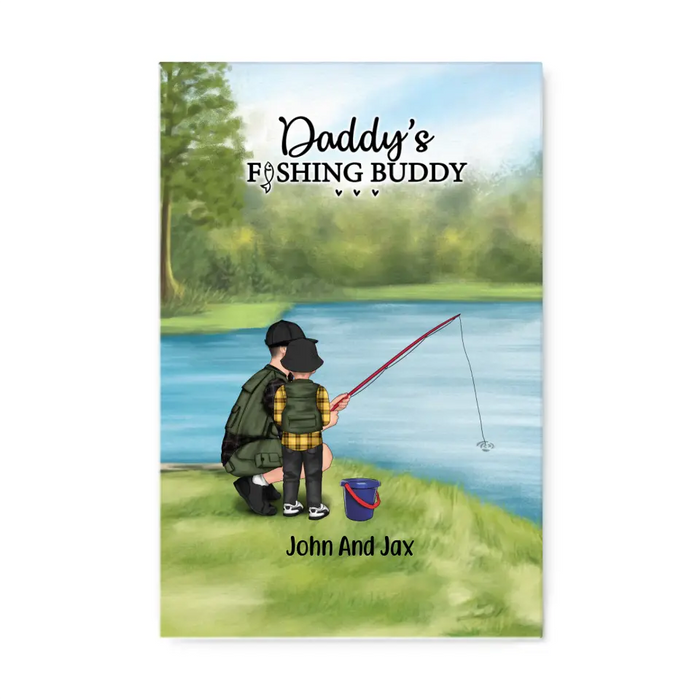 Daddy's Fishing Buddy - Father's Day Personalized Gifts Custom Go Fishing Canvas for Dad, Go Fishing Lovers