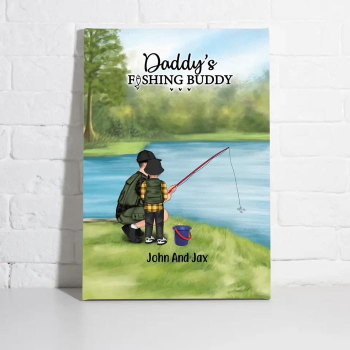 Daddy's Fishing Buddy - Father's Day Personalized Gifts Custom Go Fishing Canvas for Dad, Go Fishing Lovers