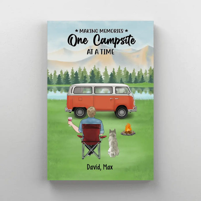 Making Memories One Campsite At A Time - Personalized Gifts Custom Camping Canvas For Dog Dad, Camping Lovers