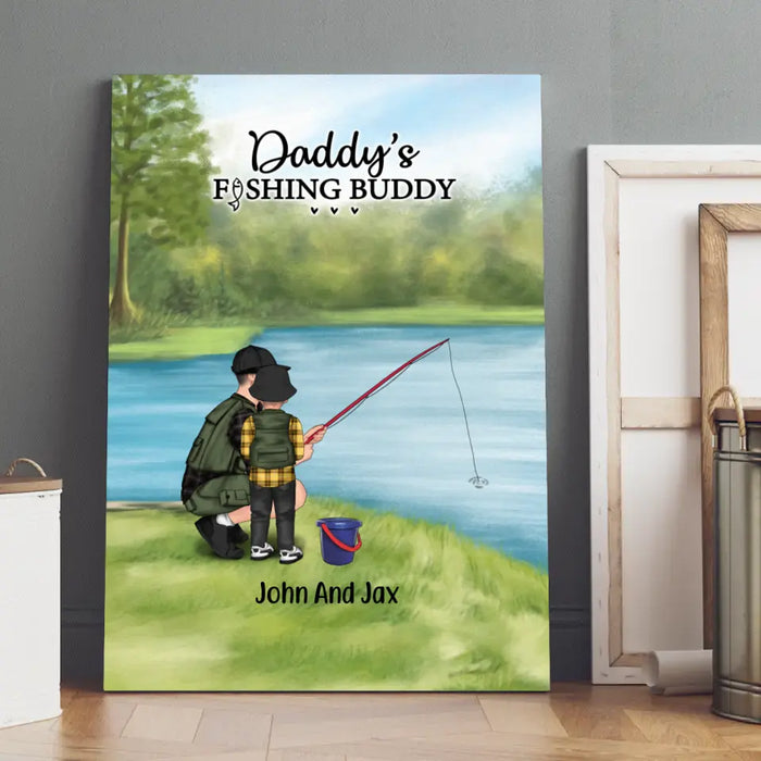 Daddy's Fishing Buddy - Father's Day Personalized Gifts Custom Go Fishing Canvas for Dad, Go Fishing Lovers