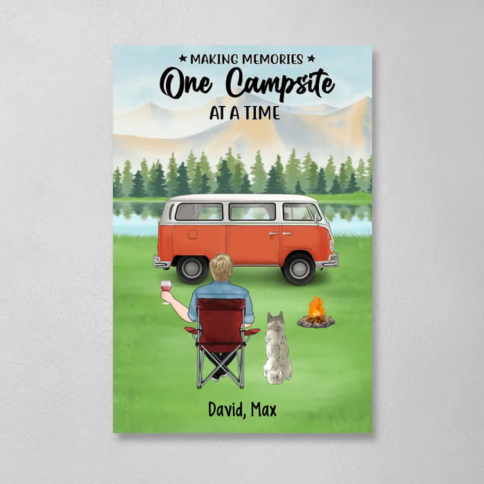 Making Memories One Campsite At A Time - Personalized Gifts Custom Camping Canvas For Dog Dad, Camping Lovers