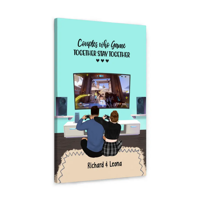 Couple Who Game Together Stay Together - Personalized Gifts for Custom Gaming Canvas for Couples, Gaming Lovers