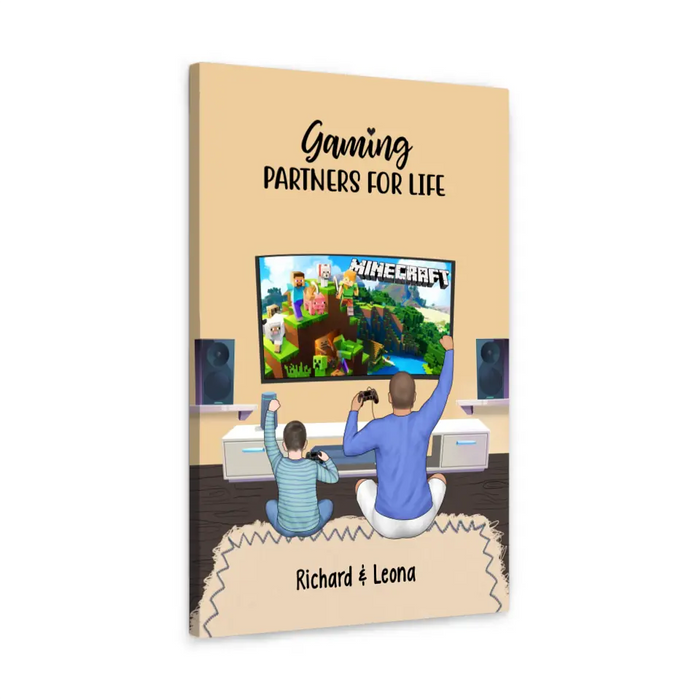 Gaming Partners for Life Father and Son - Personalized Gifts Custom Gaming Canvas for Dad, Gaming Lovers