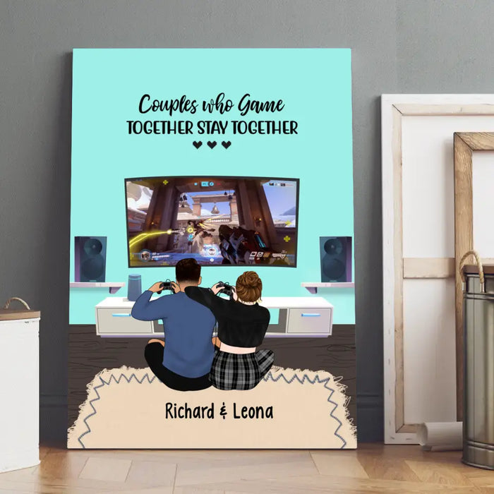 Couple Who Game Together Stay Together - Personalized Gifts for Custom Gaming Canvas for Couples, Gaming Lovers