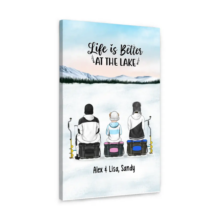 Life Is Better at the Lake - Personalized Gifts Custom Ice Fishing Canvas for Family, Ice Fishing Lovers