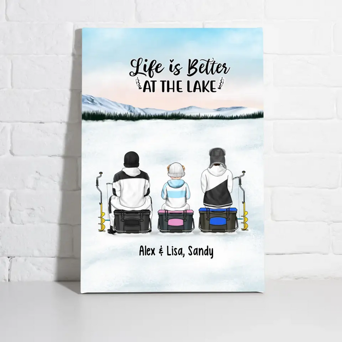 Life Is Better at the Lake - Personalized Gifts Custom Ice Fishing Canvas for Family, Ice Fishing Lovers