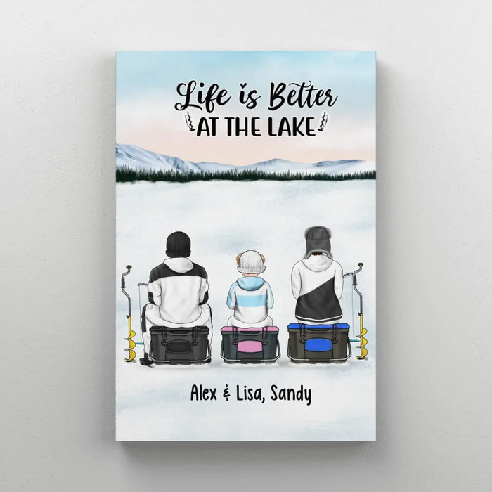 Life Is Better at the Lake - Personalized Gifts Custom Ice Fishing Canvas for Family, Ice Fishing Lovers