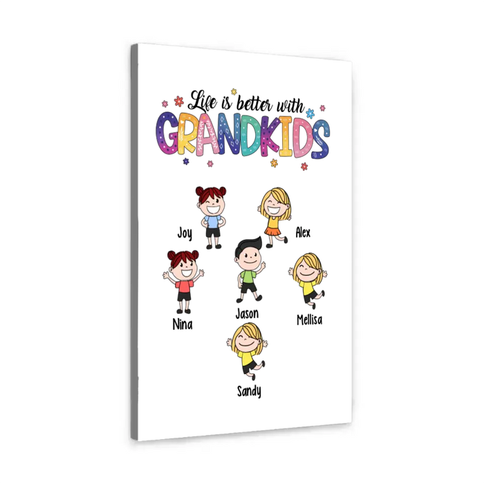 Life Is Better with Grandkids - Personalized Gifts Custom Canvas for Grandma, Nana