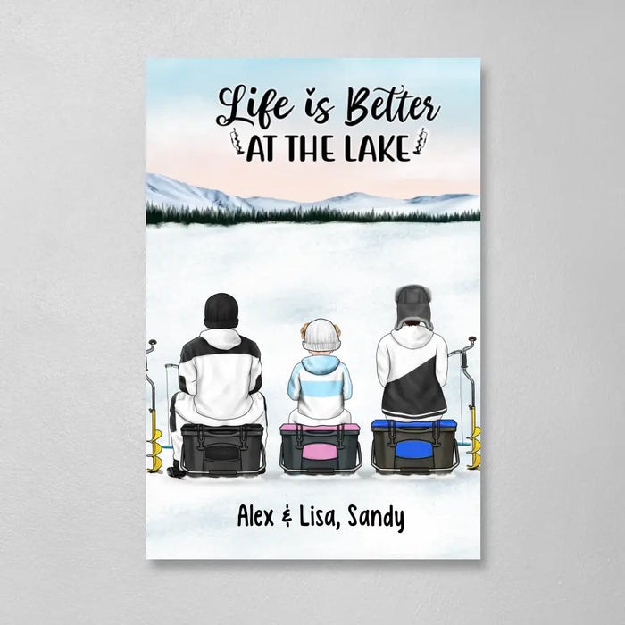 Life Is Better at the Lake - Personalized Gifts Custom Ice Fishing Canvas for Family, Ice Fishing Lovers