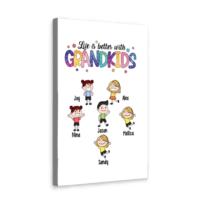 Life Is Better with Grandkids - Personalized Gifts Custom Canvas for Grandma, Nana