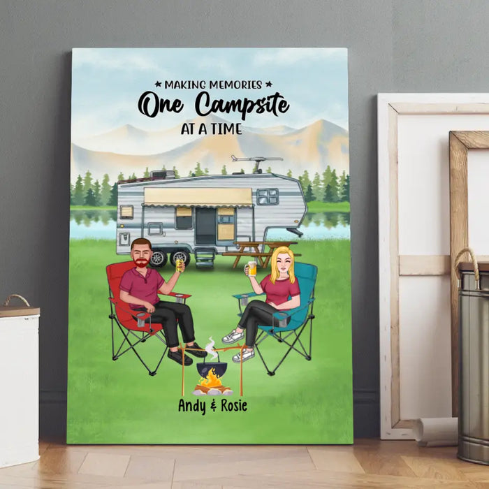 Making Memories One Campsite at a Time - Personalized Gifts Custom Camping Canvas for Couples, Camping Lovers