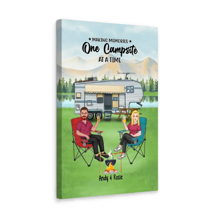 Making Memories One Campsite at a Time - Personalized Gifts Custom Camping Canvas for Couples, Camping Lovers