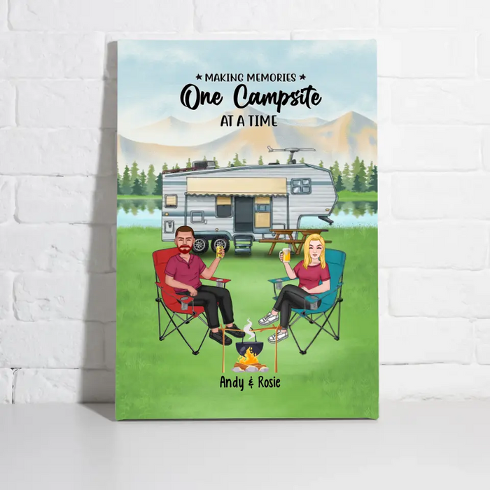 Making Memories One Campsite at a Time - Personalized Gifts Custom Camping Canvas for Couples, Camping Lovers