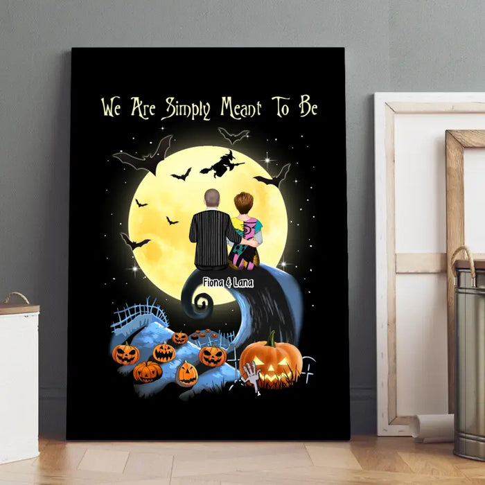 We Are Simply Meant to Be - Personalized Gifts Custom Halloween Canvas for Couples