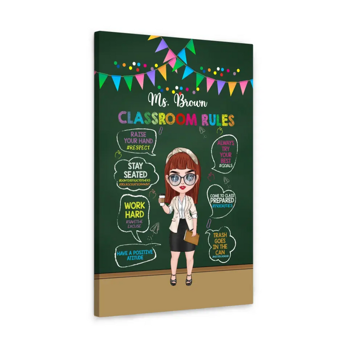 Teacher Classroom Rules - Personalized Gifts Custom Teacher Canvas For Her, Back To School Gifts