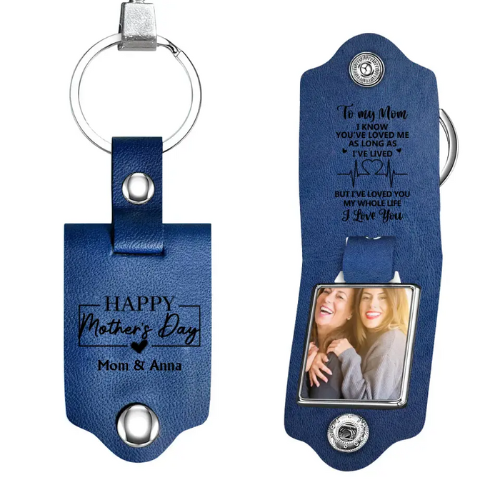 Mom I Know You Loved Me As Long As I’ve Lived But I’ve Loved You My Whole Life, Personalized Photo Leather Keychain, Mother’s Day Gifts, Gift For Mom