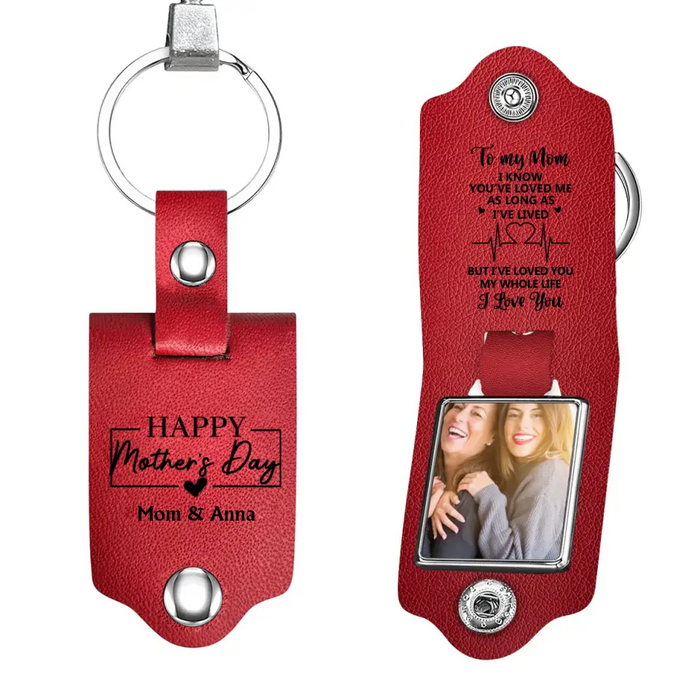 Mom I Know You Loved Me As Long As I’ve Lived But I’ve Loved You My Whole Life, Personalized Photo Leather Keychain, Mother’s Day Gifts, Gift For Mom