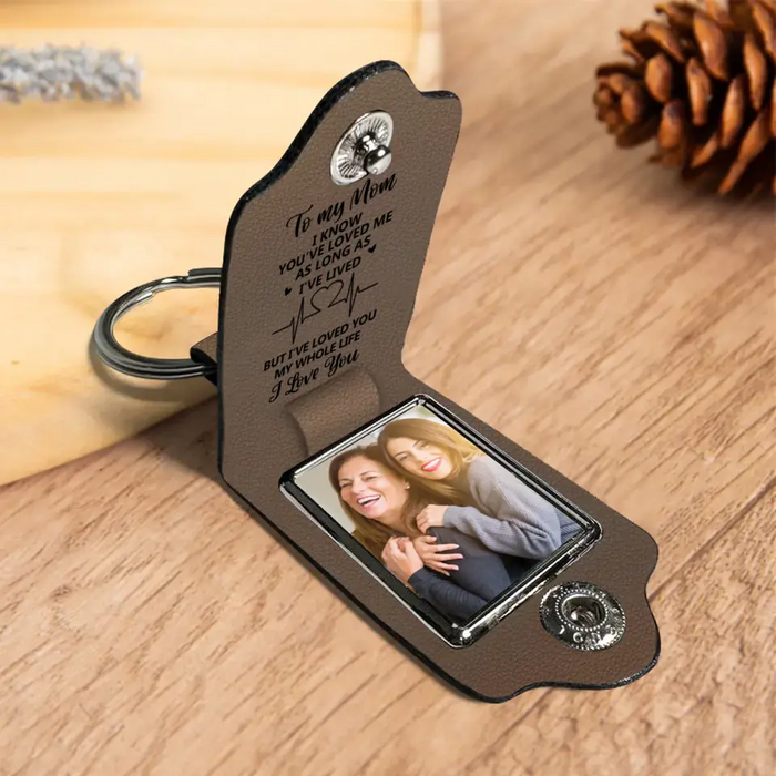 Mom I Know You Loved Me As Long As I’ve Lived But I’ve Loved You My Whole Life, Personalized Photo Leather Keychain, Mother’s Day Gifts, Gift For Mom