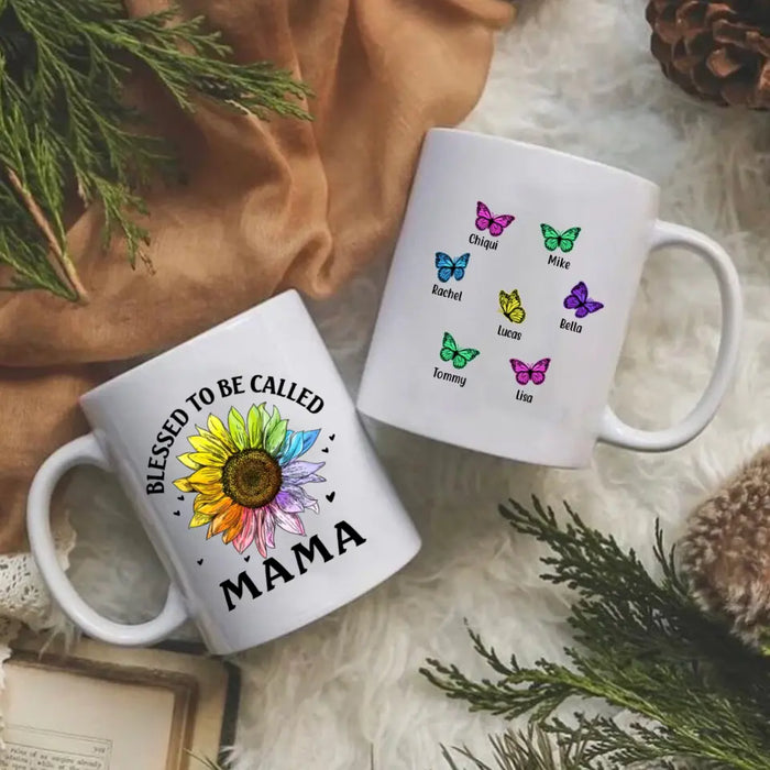 Blessed To Be Called Mama - Personalized Gifts Custom Butterfly Mug For Mom, Mother's Gift