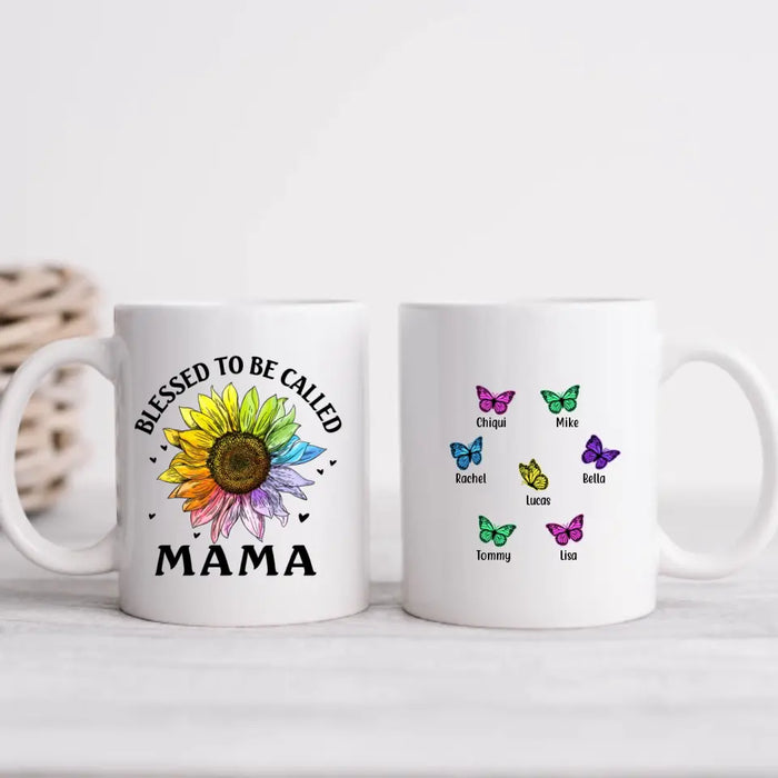 Blessed To Be Called Mama - Personalized Gifts Custom Butterfly Mug For Mom, Mother's Gift