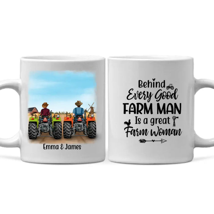 Personalized Mug, Tractor Couple/Friends Racing, Custom Gift For Farmers