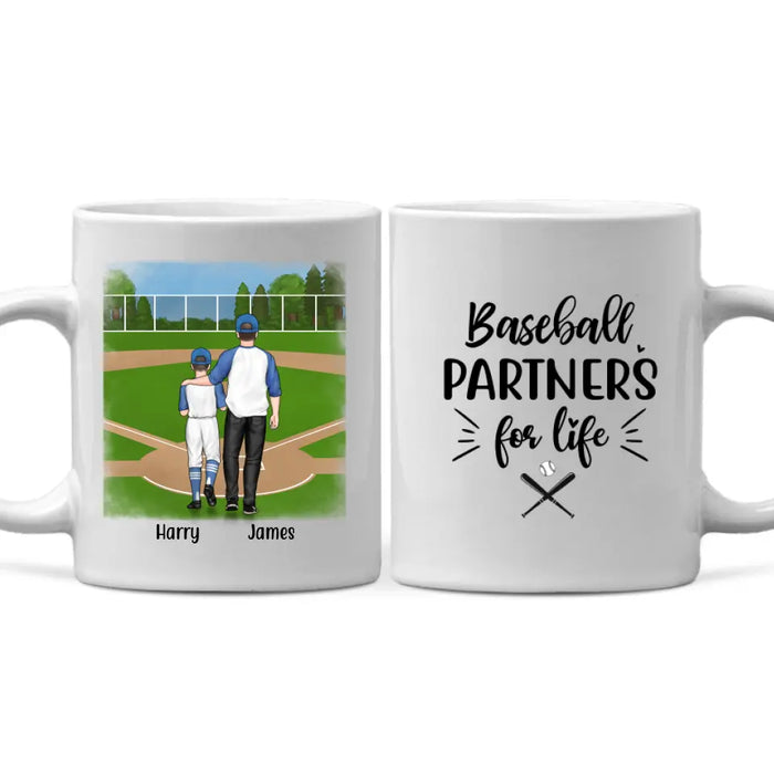 Personalized Mug, Baseball Partners for Life, Custom Gift for Father's Day and Baseball Lover