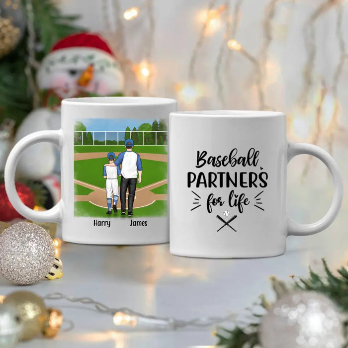 Personalized Mug, Baseball Partners for Life, Custom Gift for Father's Day and Baseball Lover