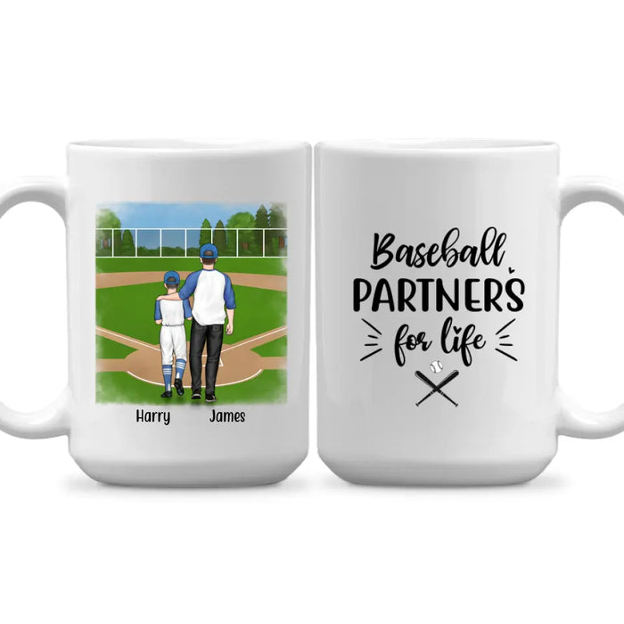 Personalized Mug, Baseball Partners for Life, Custom Gift for Father's Day and Baseball Lover