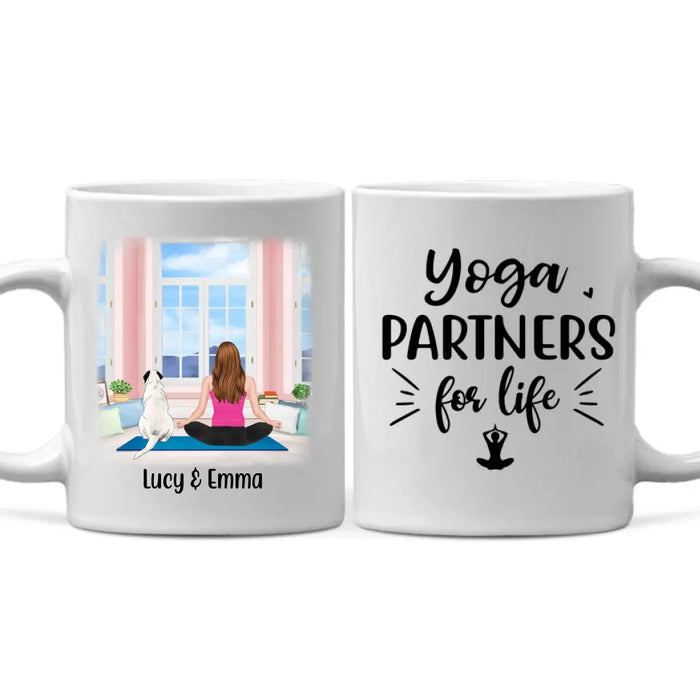 Personalized Mug, Yoga Girl With Pets, Custom Gift For Yoga, Dog And Cat Lovers