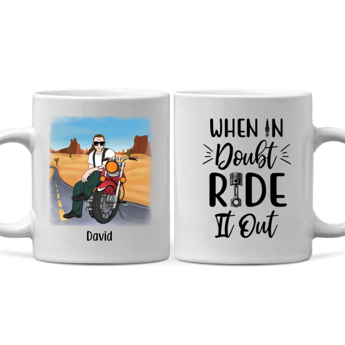 Personalized Mug, Old Man Biker Sitting Custom Gift For Motorcycle Lovers