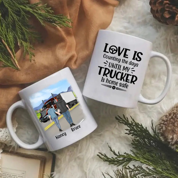 Personalized Mug, Couple With Truck, Custom Gift For Trucker Lovers