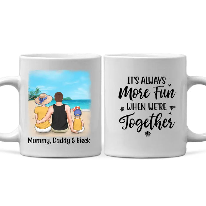 Personalized Mug, Family On The Beach Parent And Kids, Custom Gift For Summer And Family Lovers