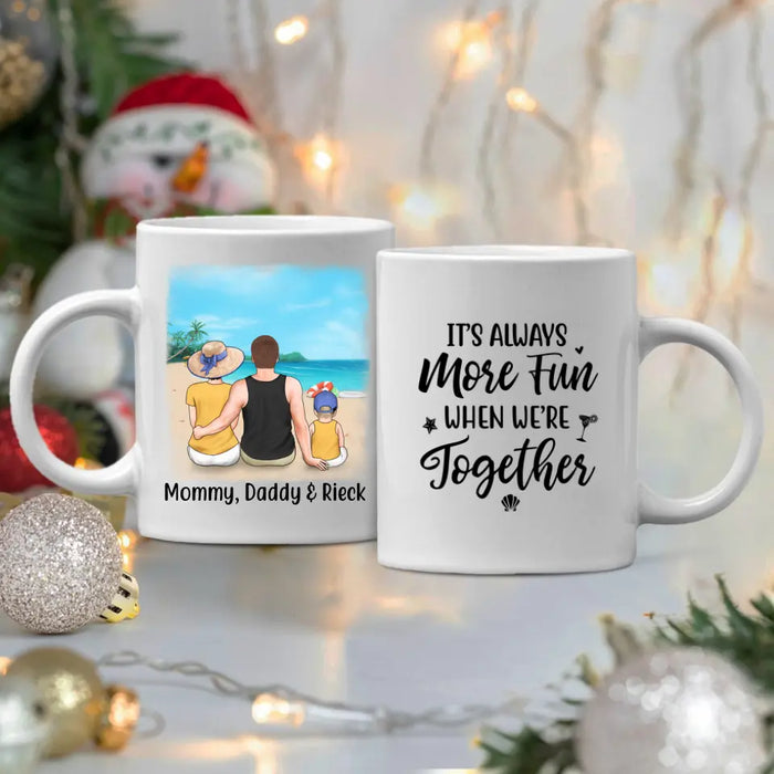 Personalized Mug, Family On The Beach Parent And Kids, Custom Gift For Summer And Family Lovers