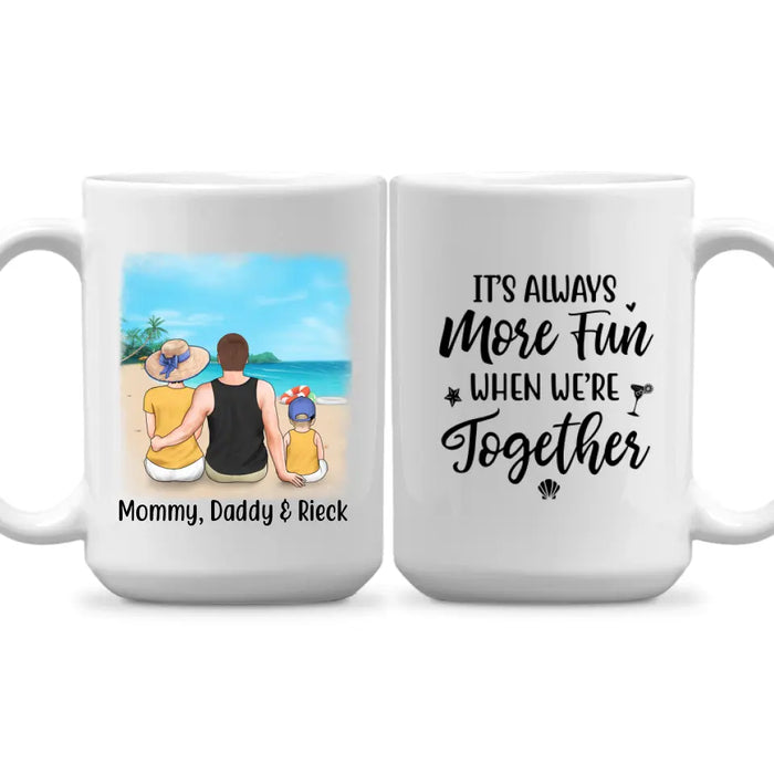 Personalized Mug, Family On The Beach Parent And Kids, Custom Gift For Summer And Family Lovers