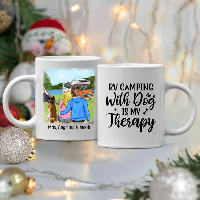 Personalized Mug, RV Camping Couple & Dogs, Gifts for Camping and Dogs Lovers