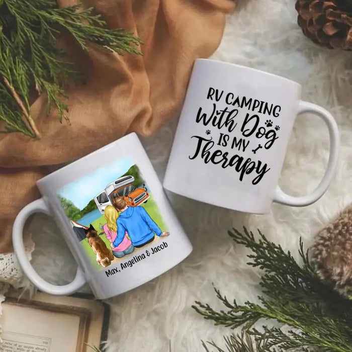 Personalized Mug, RV Camping Couple & Dogs, Gifts for Camping and Dogs Lovers