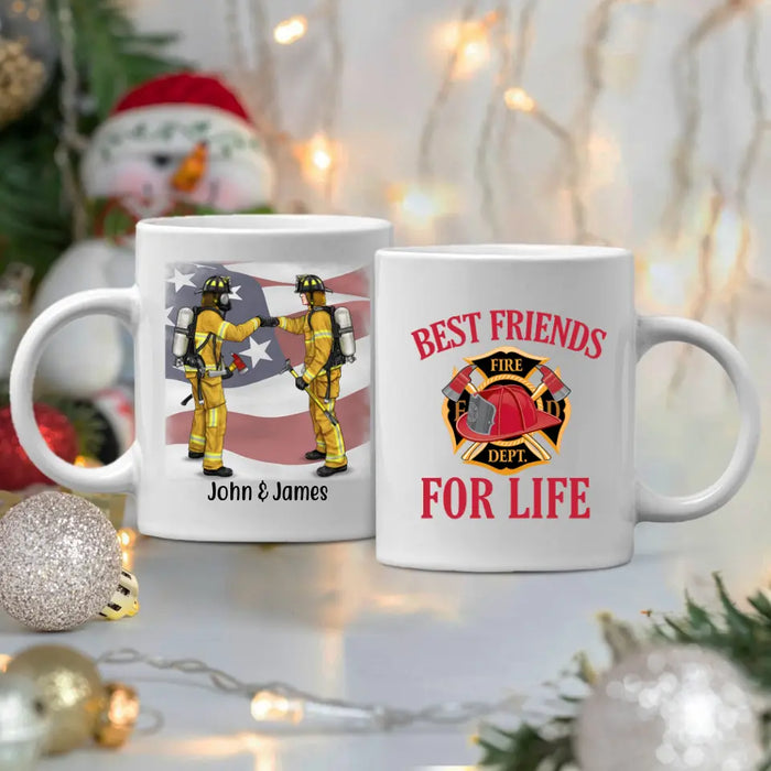 Personalized Mug, Firefighter Partners For Couple, Friends And Family, Custom Gift For Firefighters