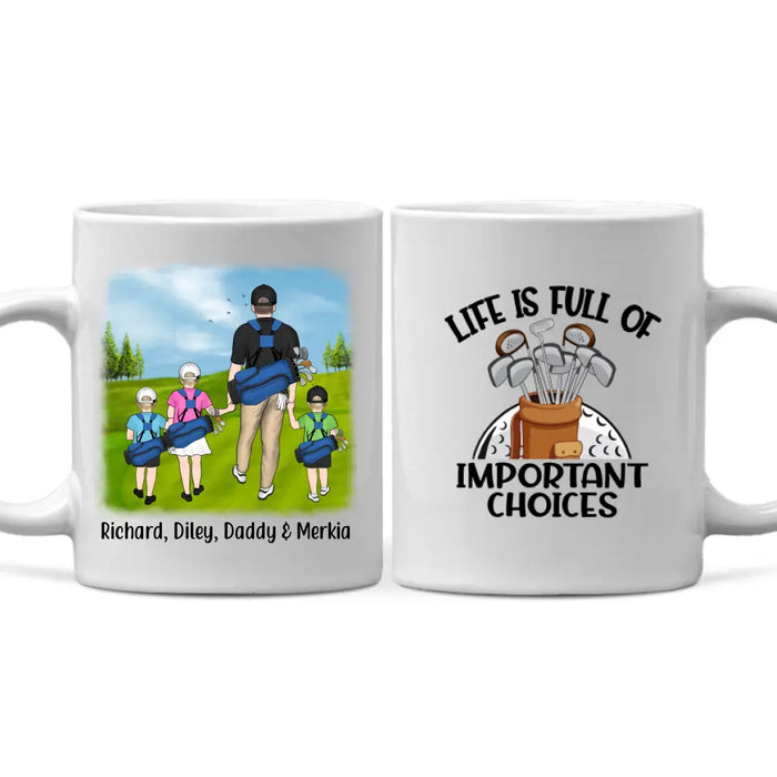 Personalized Mug, Golfing Family Parent And Kids, Custom Gift For Family And Golf Lover