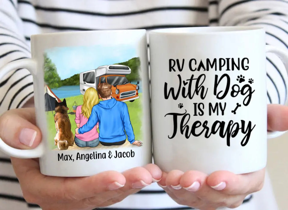 Personalized Mug, RV Camping Couple & Dogs, Gifts for Camping and Dogs Lovers