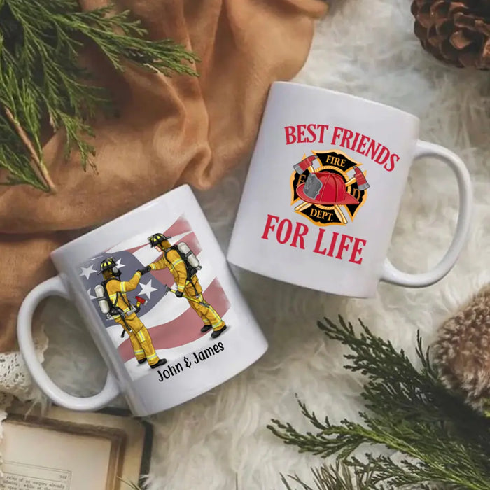 Personalized Mug, Firefighter Partners For Couple, Friends And Family, Custom Gift For Firefighters