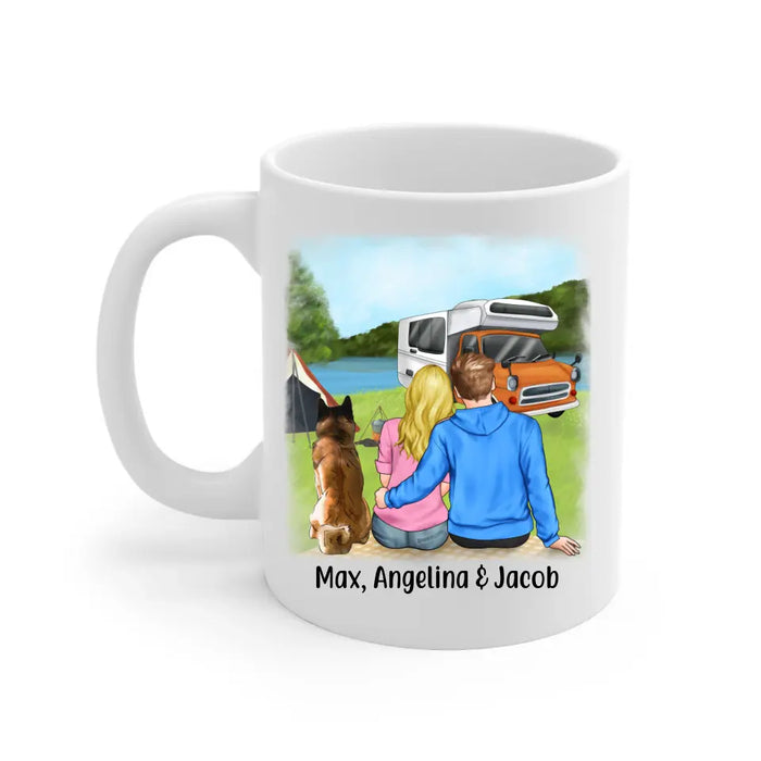 Personalized Mug, RV Camping Couple & Dogs, Gifts for Camping and Dogs Lovers