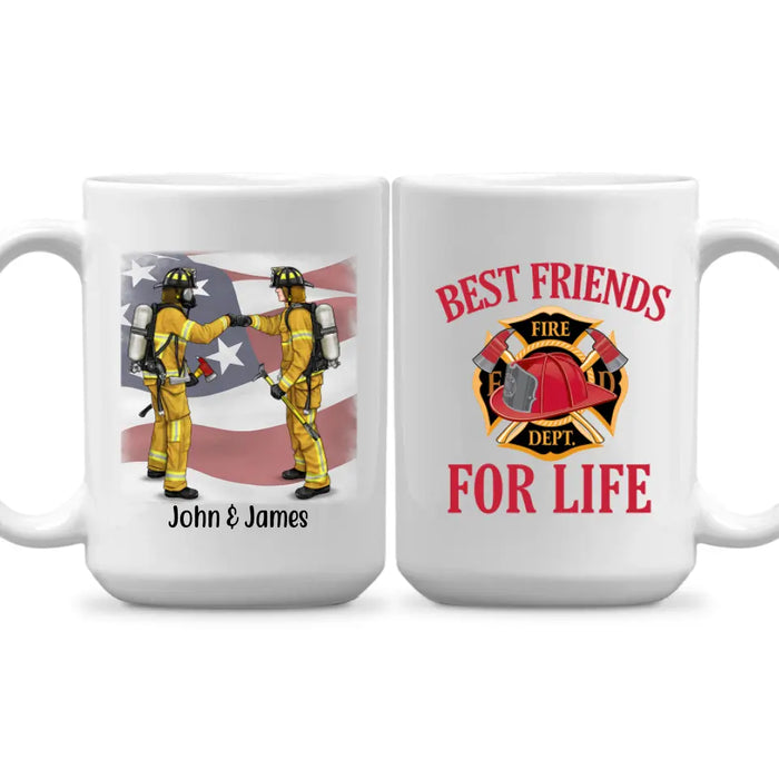 Personalized Mug, Firefighter Partners For Couple, Friends And Family, Custom Gift For Firefighters