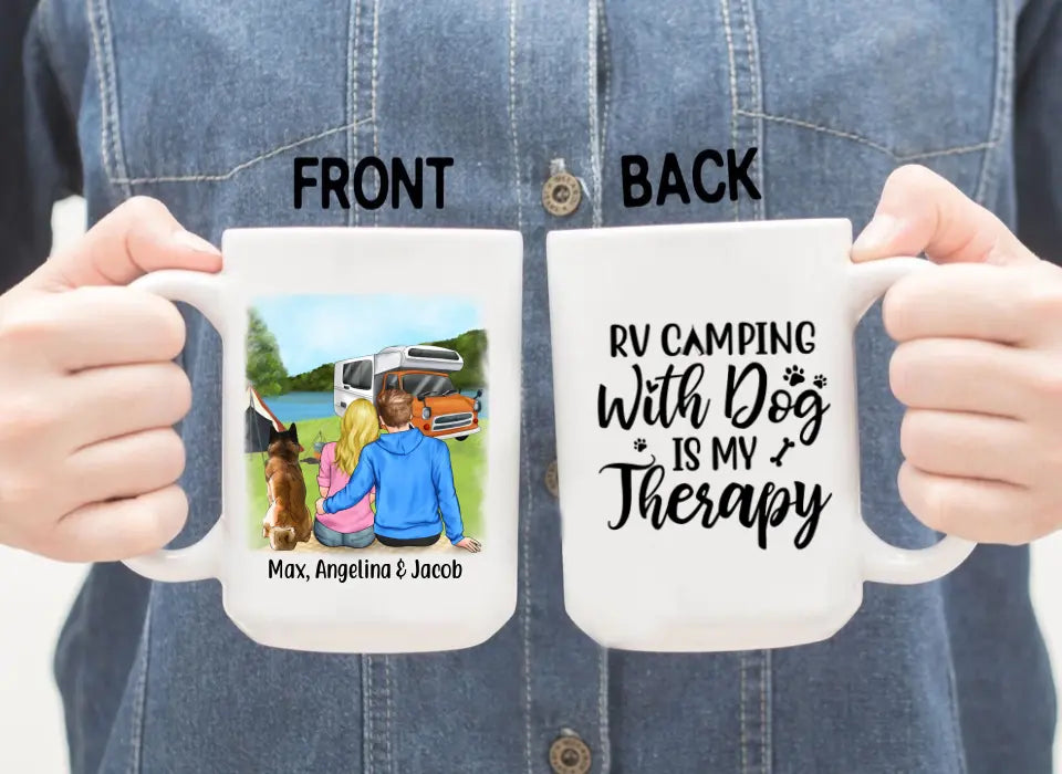 Personalized Mug, RV Camping Couple & Dogs, Gifts for Camping and Dogs Lovers