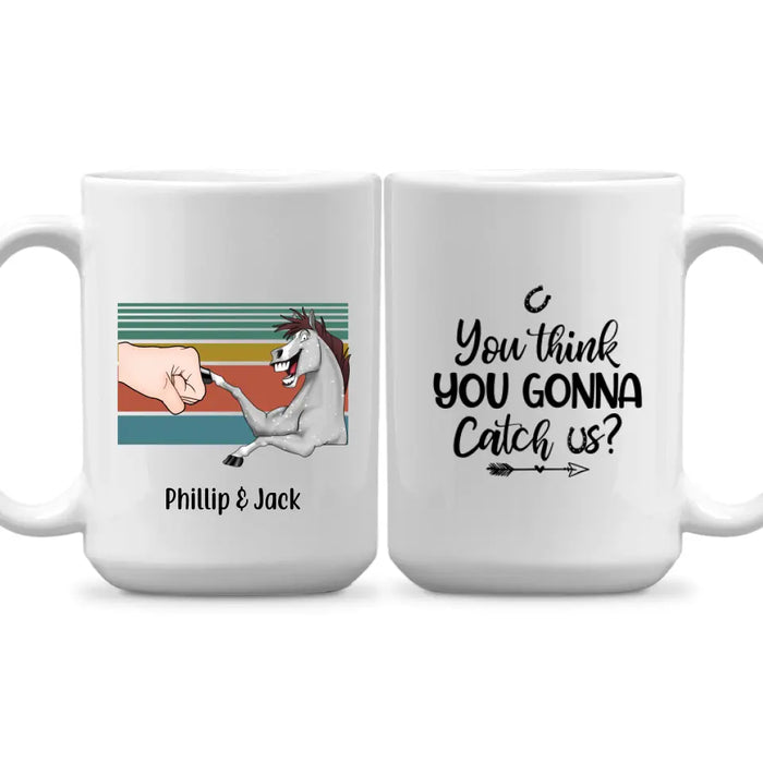 Personalized Mug, Funny Horse Punching Hand With Hooman Custom Gift For Horse Lovers